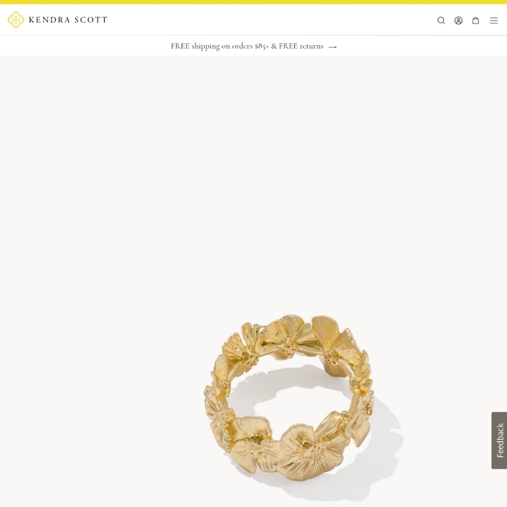 Cailey Flower Gold Band Ring
